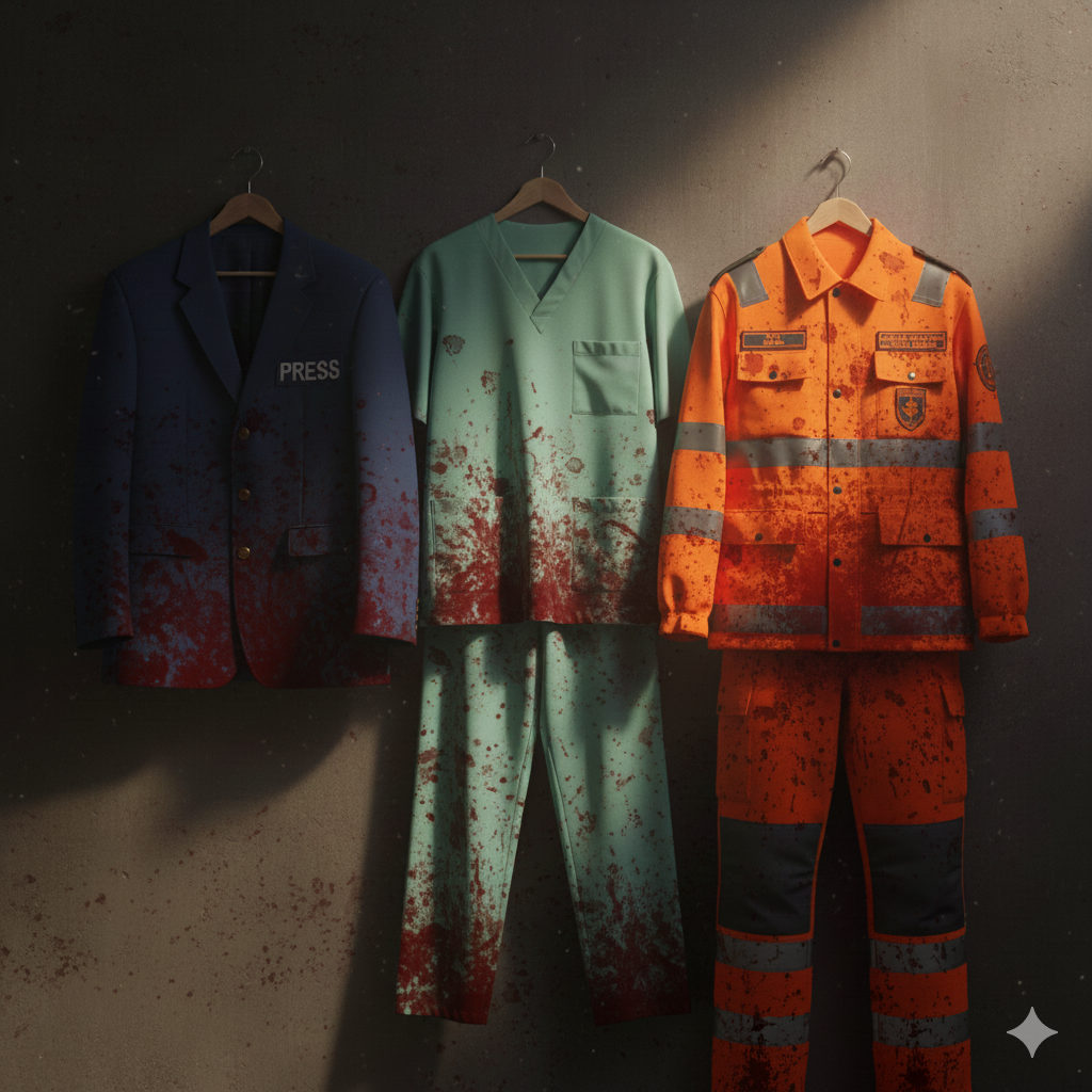 مهن كريمة تخيف أهل غزة
لم يعد الكادر الطبي أو الإغاثي مجرد منقذ، بل هدفًا يلاحقه القلق.
خاص بالصوت الفلسطيني 2025 .
المهنة = تهمة
في غزة، أصبحت المهن ...