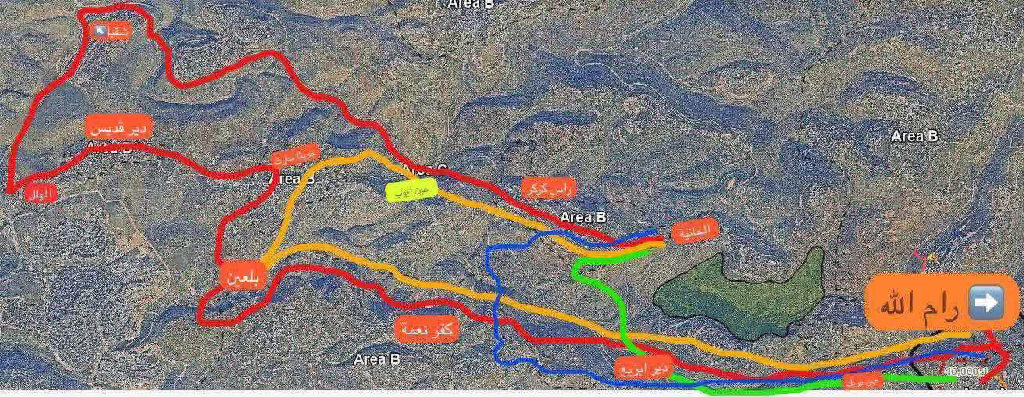 خريطة توضح حجم التضييقات التي يفرضها الاحتلال على قرى غرب رام الله في التنقل والوصول إلى مدينة رام الله...